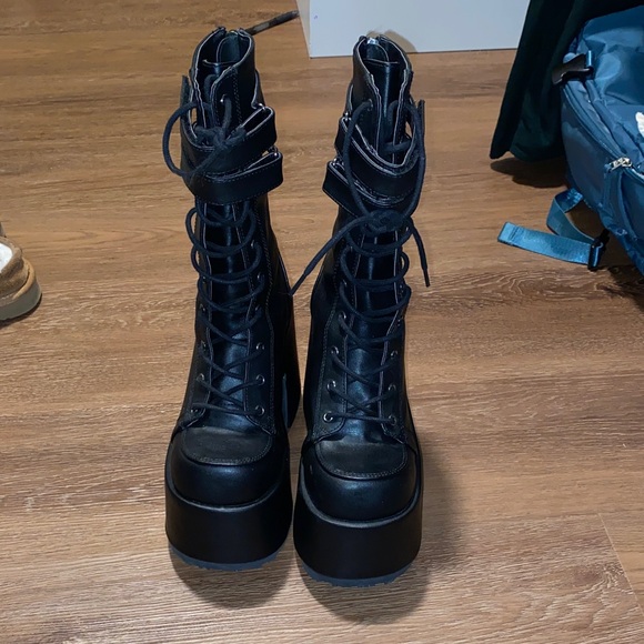 Demonia Black Platform Boots - Picture 3 of 8